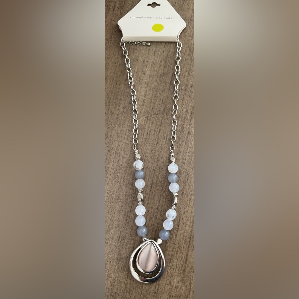 Christopher & Banks Silver Necklace with Gray Beads